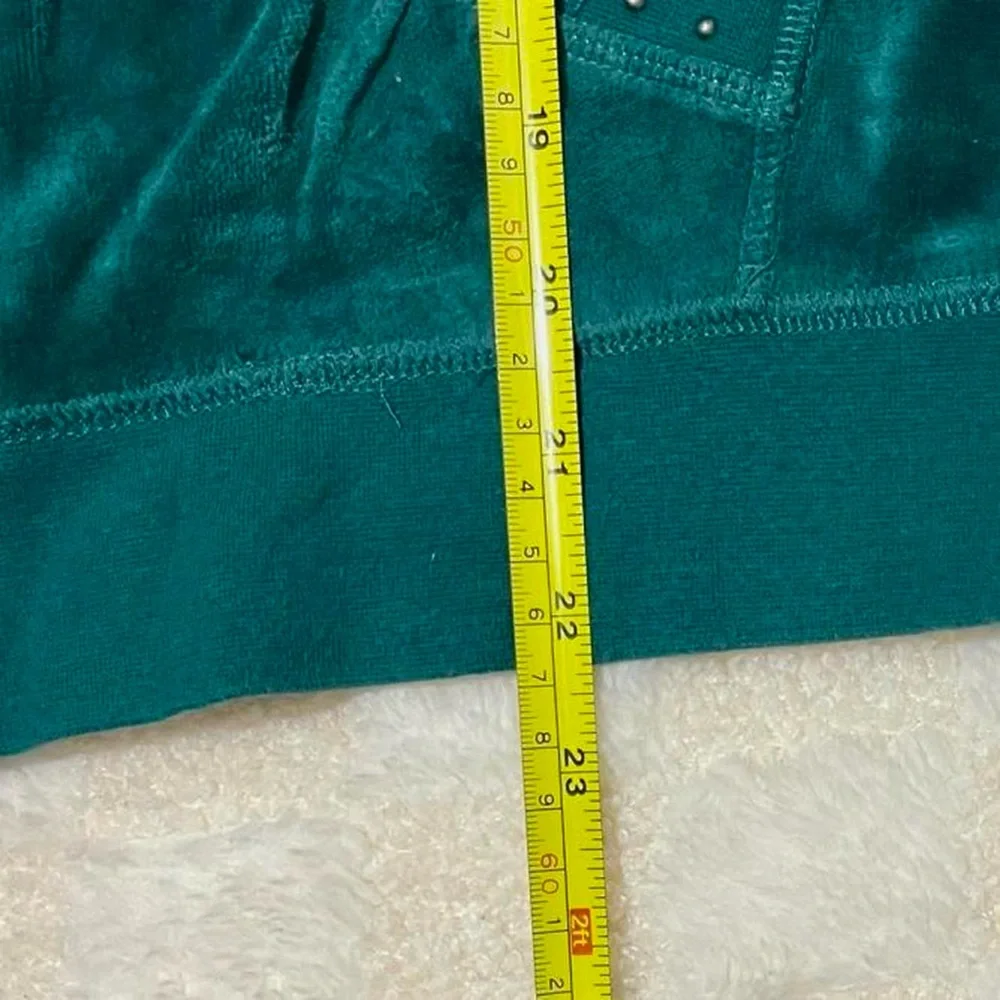 Emerald Green Velour Zip-Up Size S - Picture 3 of 4